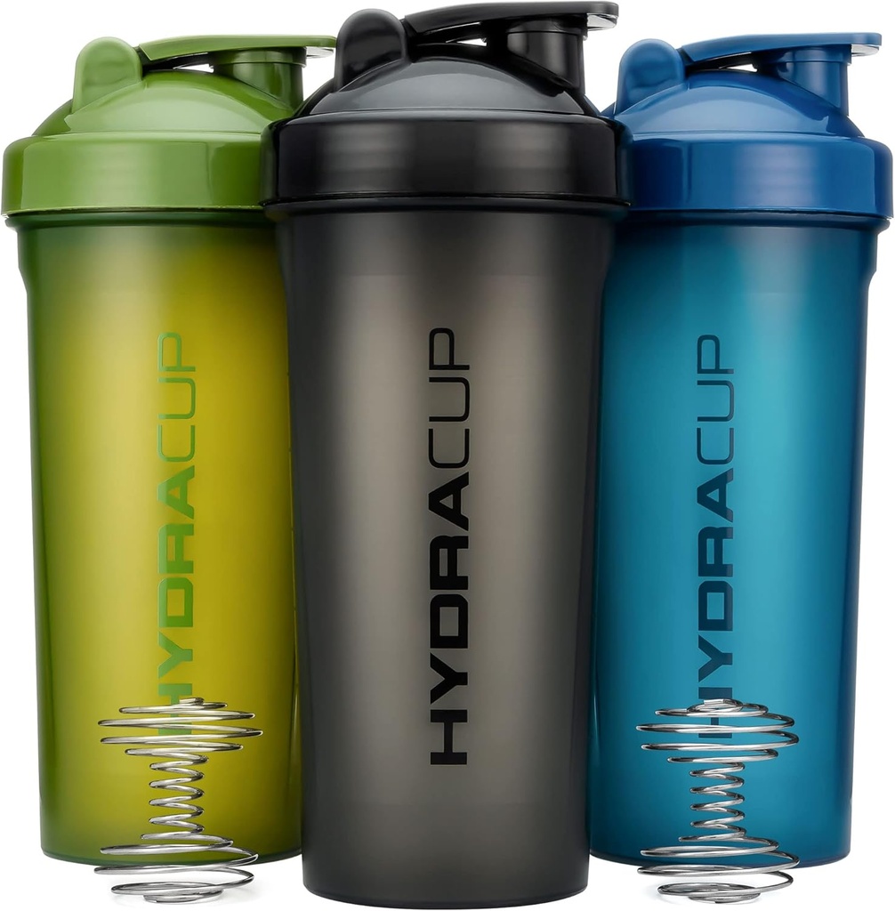 Hydra Cup [3 Pack] 45 Ounce Shaker Lahvičky pro proteinové třepačky, Jumbo Shaker Cupy s míčkem Whisk, Extra velká láhev s násadou (tmavé barvy)