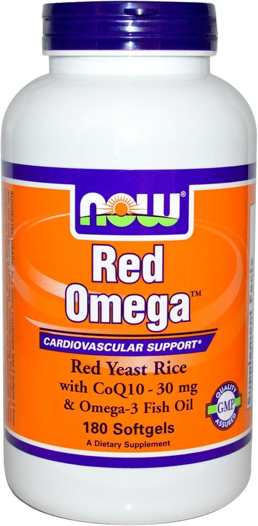Nyní Potraviny - červená Omega červená kvasnice rýže s CoQ10 30 mg. - 180 Softgels