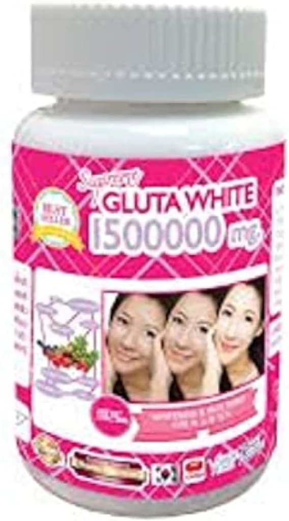1 Láhev X 30 Softgels Supreme Gluta White 1500000mg. Super Whitening Glutathione Anti - stárnutí. (Nejvyšší bělení kůže vzrůst kolagen odstranit tmavou skvrnu a Jizva utahovat Pore zdravé kůže a vlasů)