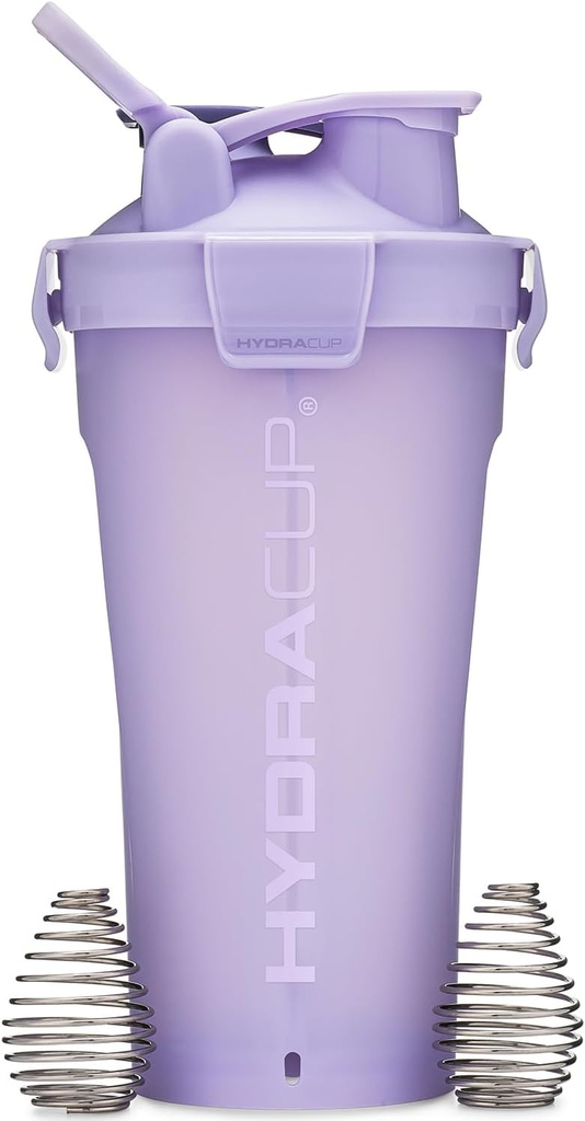 Hydra Cup DualShaker Pro 32 oz Shaker Bottle for Protein Shakes, Shaker Cup w / Handle & Ball Blender Whisky, Dual Mixing Shaker Bottle with Storage, 2 in 1, for Travel To Go, BPA Free (Purple)