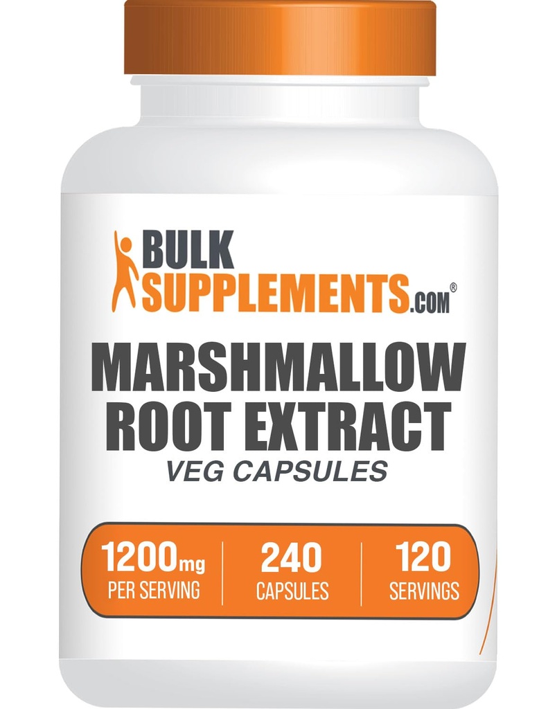 BulkSupplements.com Marshmallow Root Extract Kapsle - Bylinný dodatek, Marhmallow Root 1200mg - Gluten Free, 2 Kapsle per Serving, 240 Počet (Balení po 1)