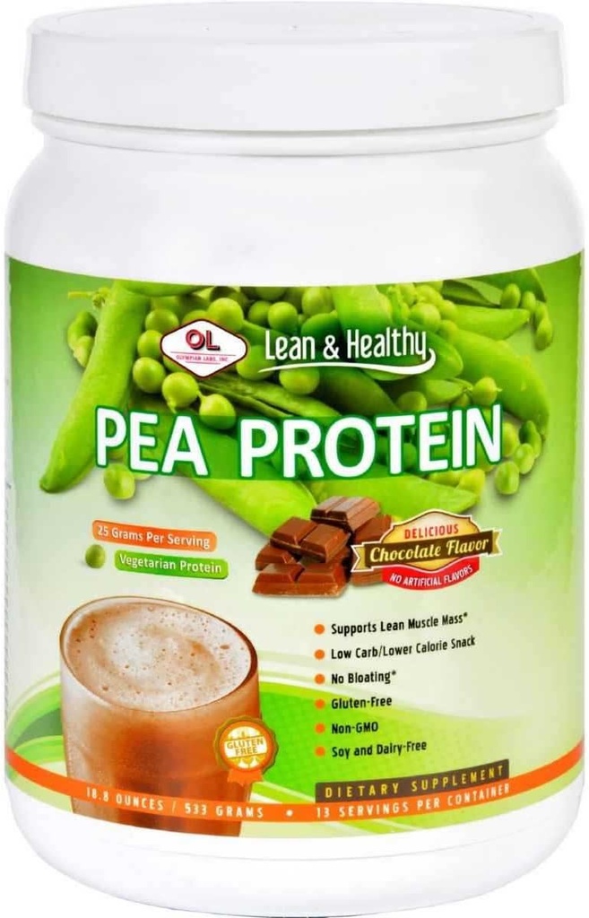 Olympian Labs Pea Protein Shake, Čokoláda, Malá, 18.8 Ounce