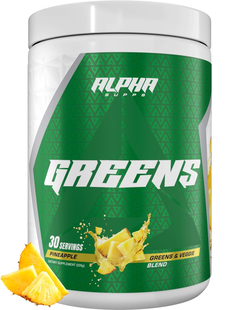 Alpha Supplies - Alpha Zelené dodatek 124; Ovoce a zelenina Superfood Powder 124; Více než 40 přírodních rostlinných složek na bázi 124; Prebiotic & Probiotic Digestive Support Blend - 30 Služeb (Ananas)
