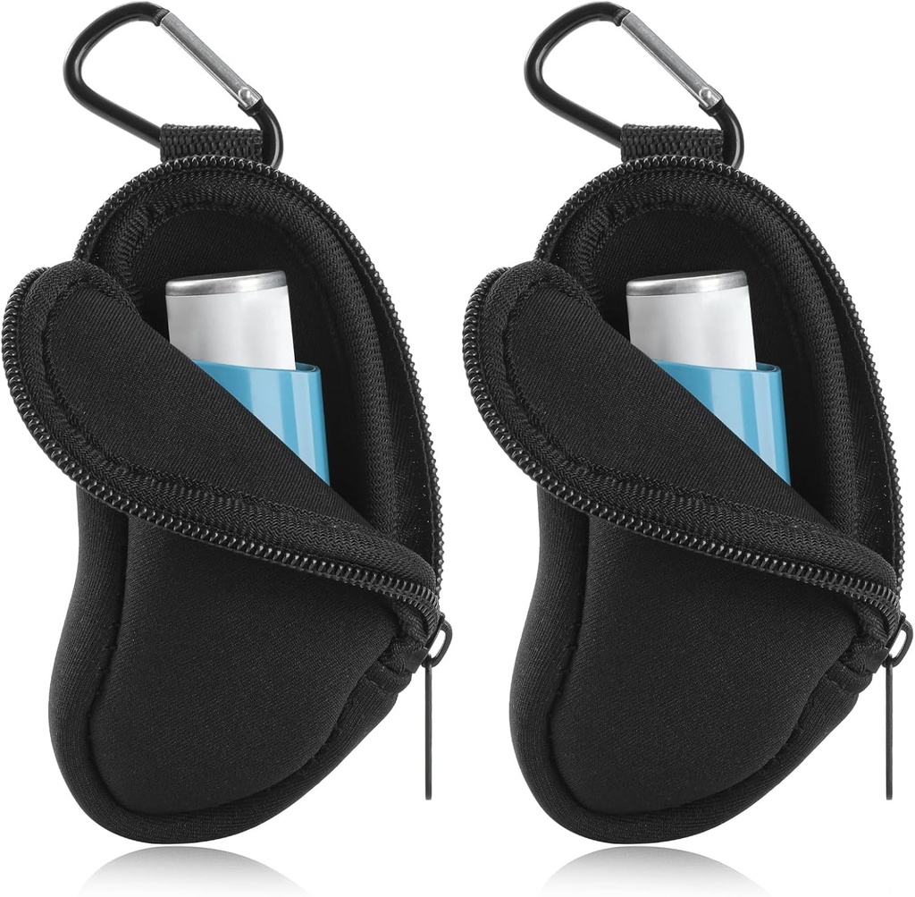 Asthma Inhaler Nosič Neoprene Cestovní Inhaler Mini Bag pro L- Shaped Inhaler, Inhaler není součástí balení (Black 2PCS)