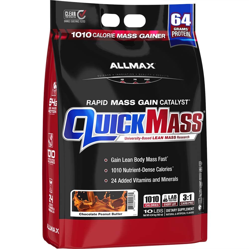 ALLMAX QUICKMASS, Cookies & Cream - 10 liber - Katalyzátor s rychlým hmotnostním ziskem - až 64 gramů proteinu per Serving - 3: 1 karb na proteinový poměr - nula Trans Fat - až 70 Služeb