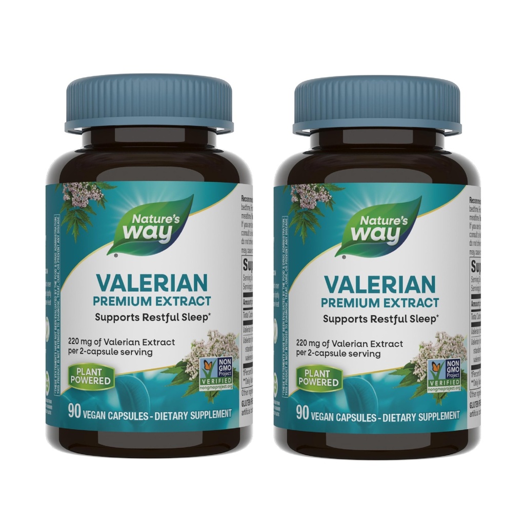 Nature 's Way Valerian Premium Extract - 220 mg Valerian Extract na 2- kapsle Serving - Podporuje Restful Sleep * - Non- GMO Projekt ověřen - Bylinné doplňky - Gluten Free - 90 Kapsle (2 Pack)