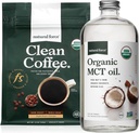 Natural Force Organic Dark Roast Clean Coffee + Organic MCT Oil Bundle - 100% čisté kokosové MCTs & Mold & Mycotoxin Free Coffee - Non- GMO, Keto, Paleo, a Vegan - 12 Oz a 32 Oz