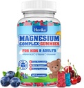 Děti Magnesium Gummies - Magnesium Glycinát Citrát Žvýkací dodatek s vitaminem B6, D3, Vášeň květina, L-theanin - Cukr Free Calm Magnesium pro děti a dospělé Spánek, Mood, Relaxace, 60 Žvýkání