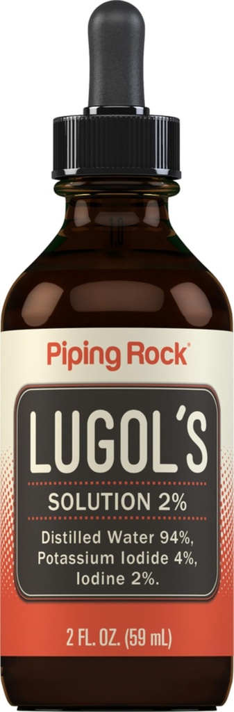 Lugols Jod Drops 2% 2 fl oz curren124; Liquid Supplement Currency 124; Draslík iodid 4% currency 124; by Piping Rock