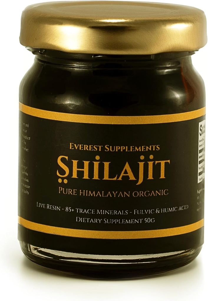 Shilajit Pure Himalayan Organic Shilajit Resin - Shilajit pro muže - Gold Stupeň 500 mg Maximální potence - 85 Trace Minerals & Fulvic and Humic Acid for Energy Immunication Support, 30 Grams (50 Grams)