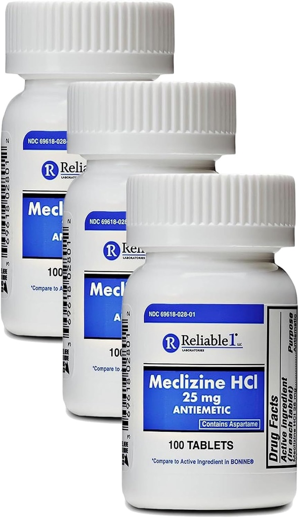 Meklizin HCL 25mg 100 tablet (1 lahvička) (balení po 3)