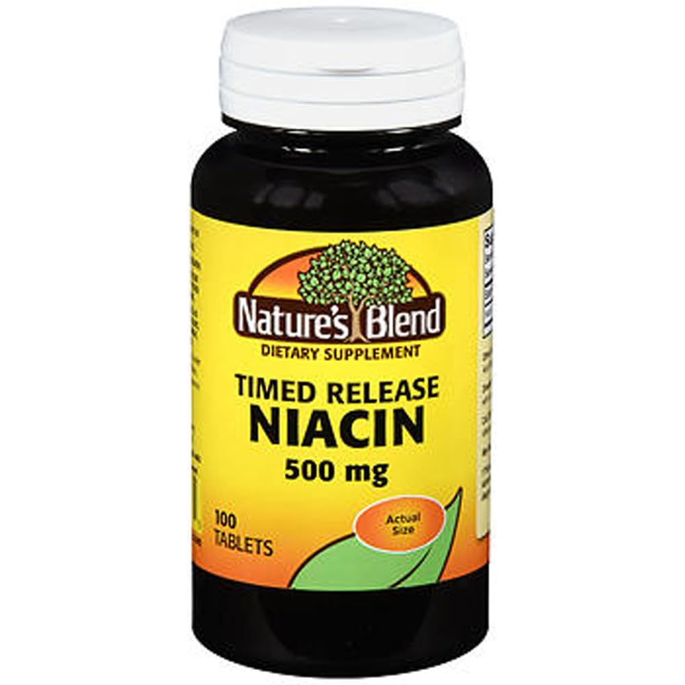 Nature 's Blend Niacin Časované uvolňovací tablety, 500 mg, 100 Ct (2 balení)