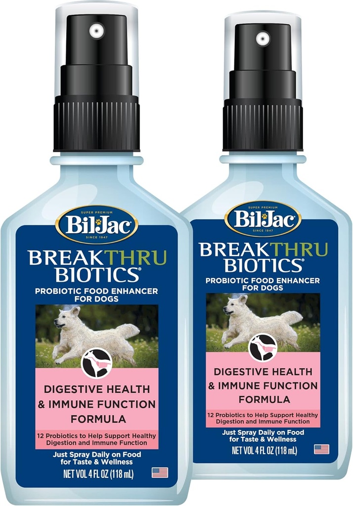 Bil- Jac Breakthru Biotics Probiotický doplněk pro psy - 2- Pack, Premium Pet Digestive Health Support, Psí potraviny Enhancer s přírodními složkami pro rovnováhu a imunitní systém Boost