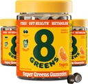 8Green Daily Fiber Super Greens Gummies - Tangerine Flavor: Zvýšení imunitního systému a trávicí zdraví s 8 Real Greens - Non- GMO Formule, Žvýkačky, 50 gummies, balení 3
