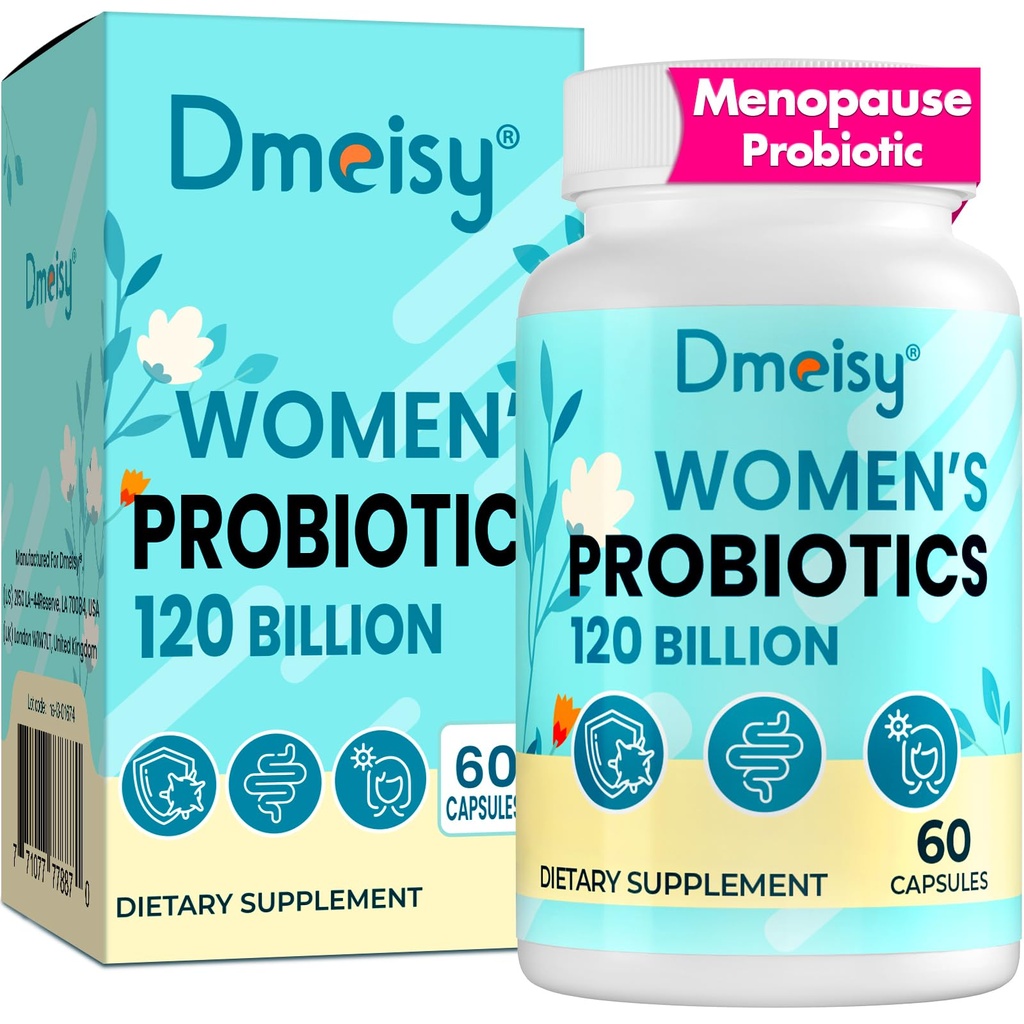 Menopauza Doplňky pro ženy, 120 Miliardy CFU Probiotic, 13- in-1 Bylinné Probiotika Komplex, pro Menopauza Relief, Hormon Balance, Hot Flash, Noční pocení, Mood Swings, Gut & Imunity - 60 Kapsle