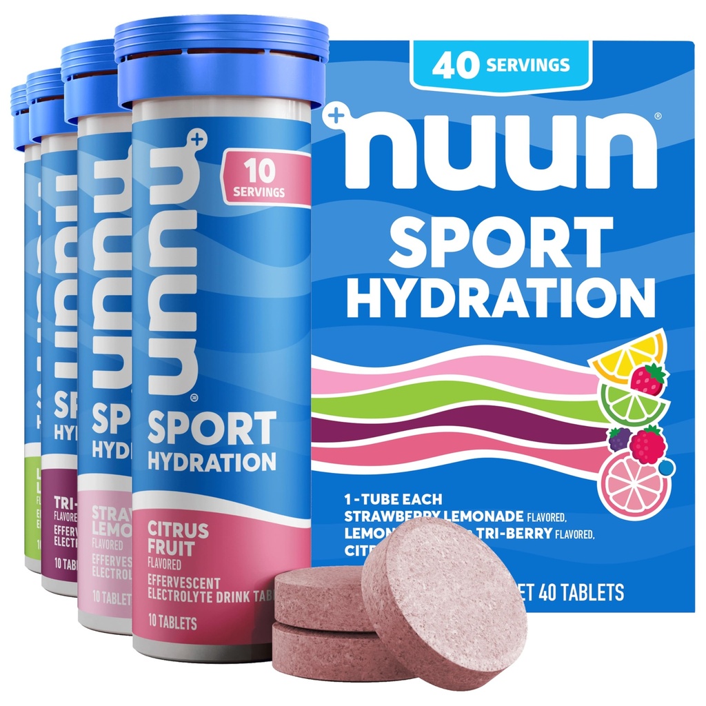 Nuun Sport Electrolyte Tablety pro Proactive Hydration, Mixed Flavors, 4 balení (40 porcí)