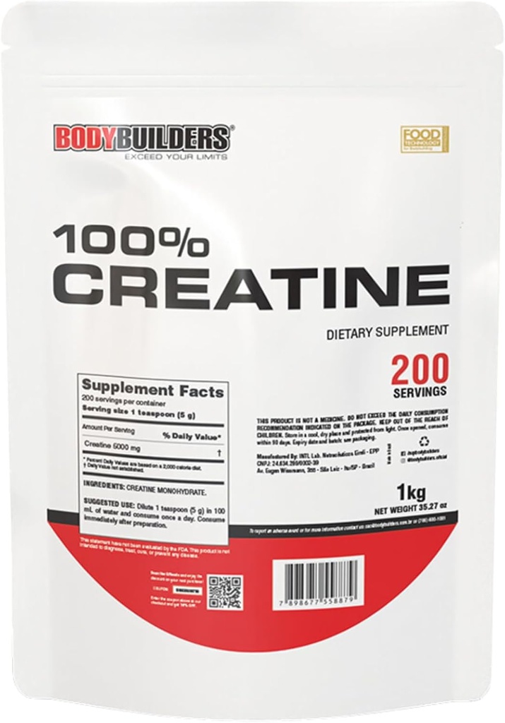 100% Creatine, Neochucené, 2.2lb, 200 Služeb