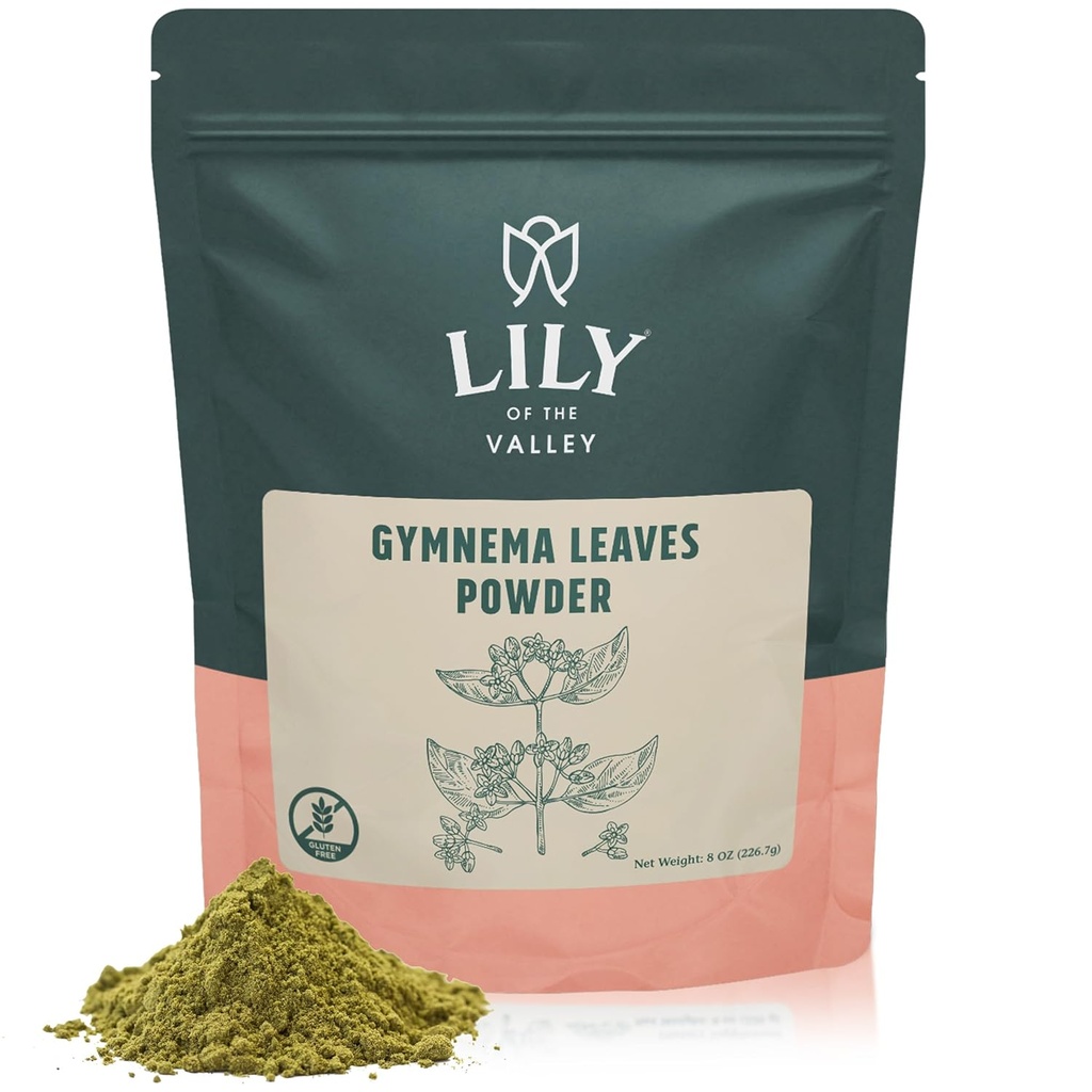 LILY of the VALLEY Gymnema Sylvestre Leaf Powder - Herbal Gurmar Powder - Vegan & Gluten- Free - Baleno v Resealable Pouch (8oz, 226g)