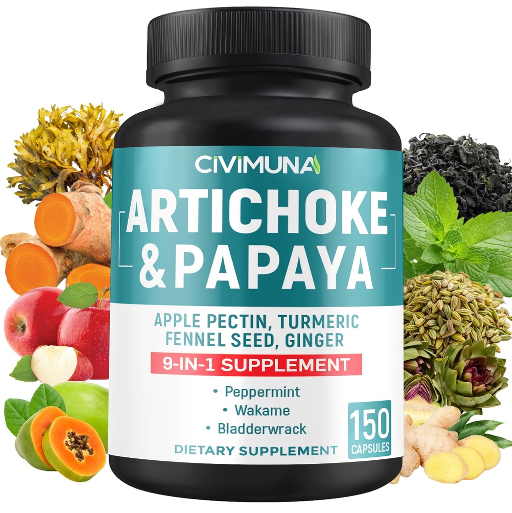 Artyčoky Kapsle s Artyčokem, Papaya, Apple Pectin a více - 150 Kapsle - pro 5 měsíců Dodávka