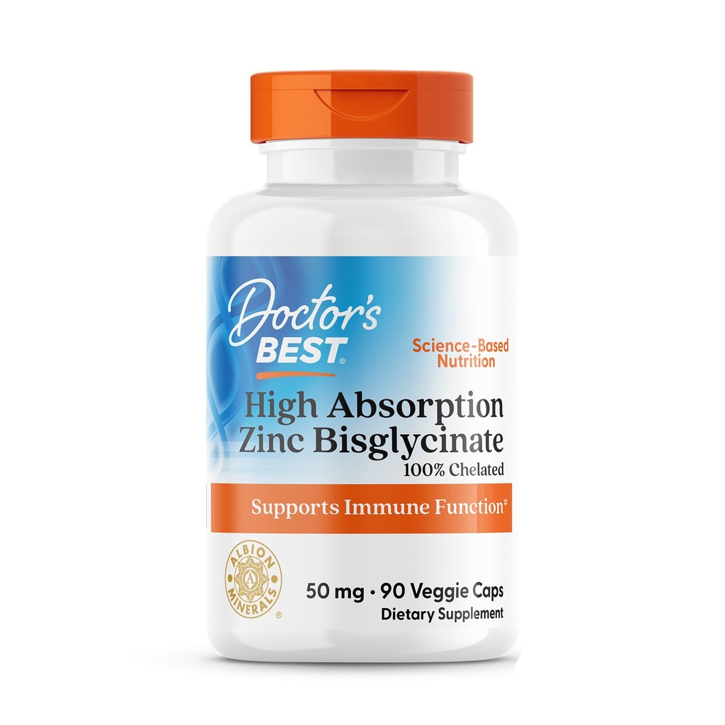 Lékařský nejlepší vysoce absorpční zinek Bisglycinát 50 mg High potency Podpora zlepšení imunitního systému Antioxidant VC, 90 Počet