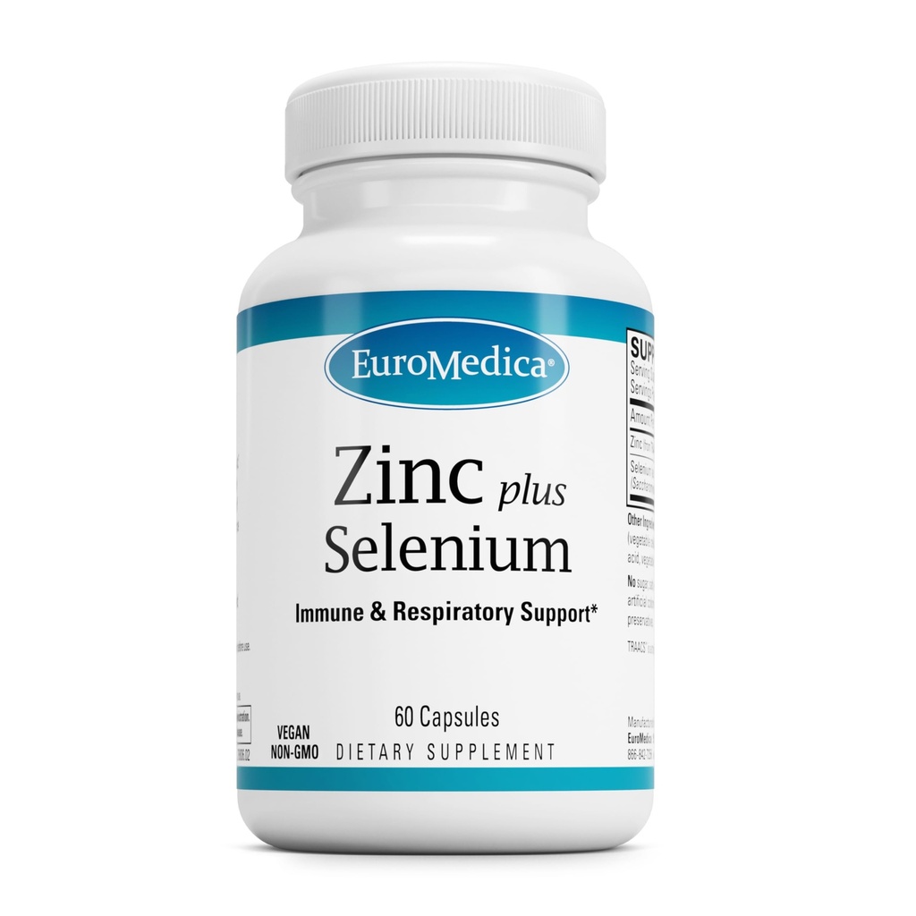 EuroMedica zink Plus Selen - Doplněk pro podporu imunitního a dýchacího zdraví - Minerální dodatek se zinkem Bisglycinát Chelate - Vzorec se Seleniem pro buněčnou podporu zdraví - 60 Kapsle