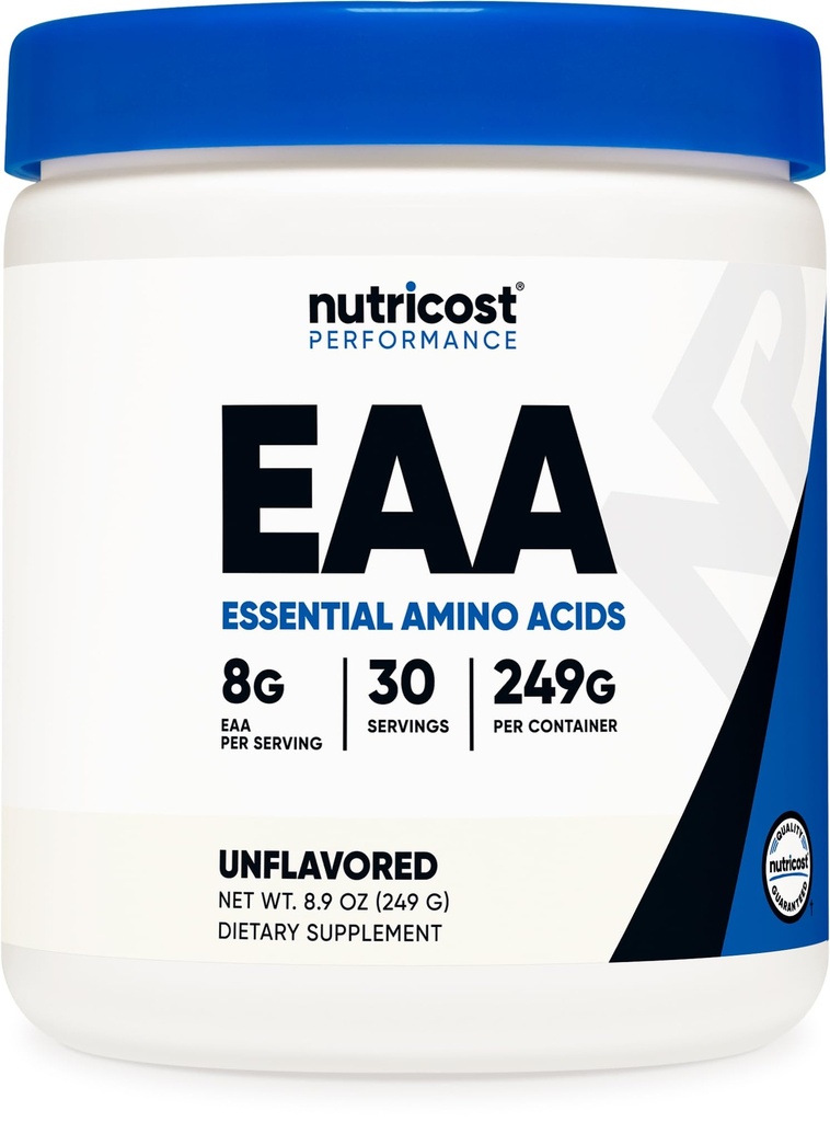 Nutricost EAA Powder 30 Servings (Neochucené) - esenciální aminokyseliny - non-GMO, gluten zdarma, Vegetarian Friendly