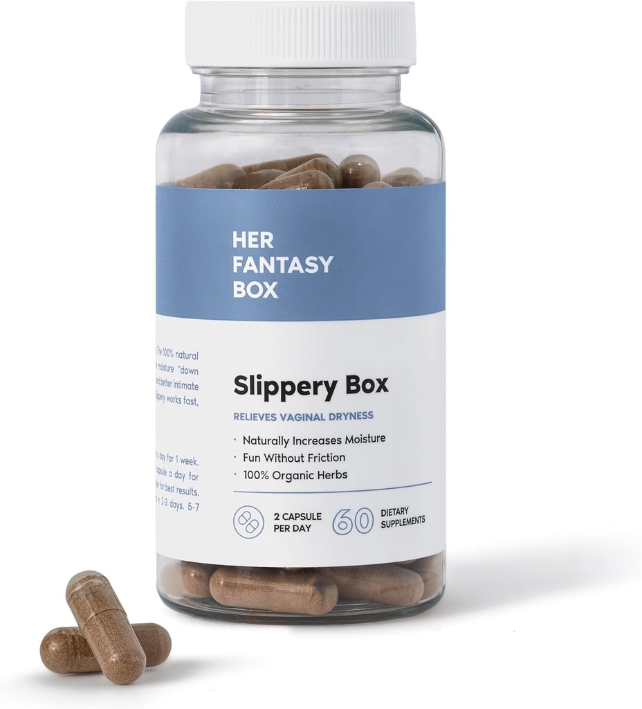 Její fantasy Box 124; Slippery Box 124; Fast- acting Slippery Elm Kapsle pro feminin Wellness & Intelligent Moisture Support - 60 Veganské Kapsle