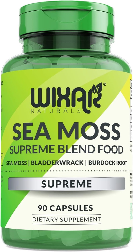 Organické Moss Kapsle - Bladderwrack s Burdock Root Kapsle - Irské Seamoss Pills - Silnější než Moss Moss Gel - Dr. Sebi Inspired - Surový Moss Moss Powder - Irský Moss (90 Caps)