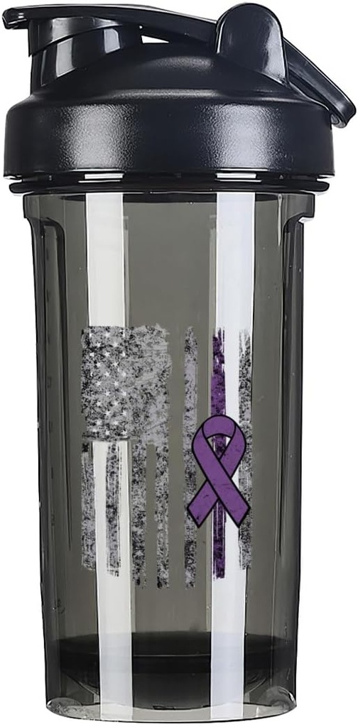 Epilepsie uvědomění Amerika vlajka 18 Ounce Shaker láhev nápoj Leak- proof pre cvičení protein třese jídlo výměnou třepání láhve 500ML / 18 Oz černá