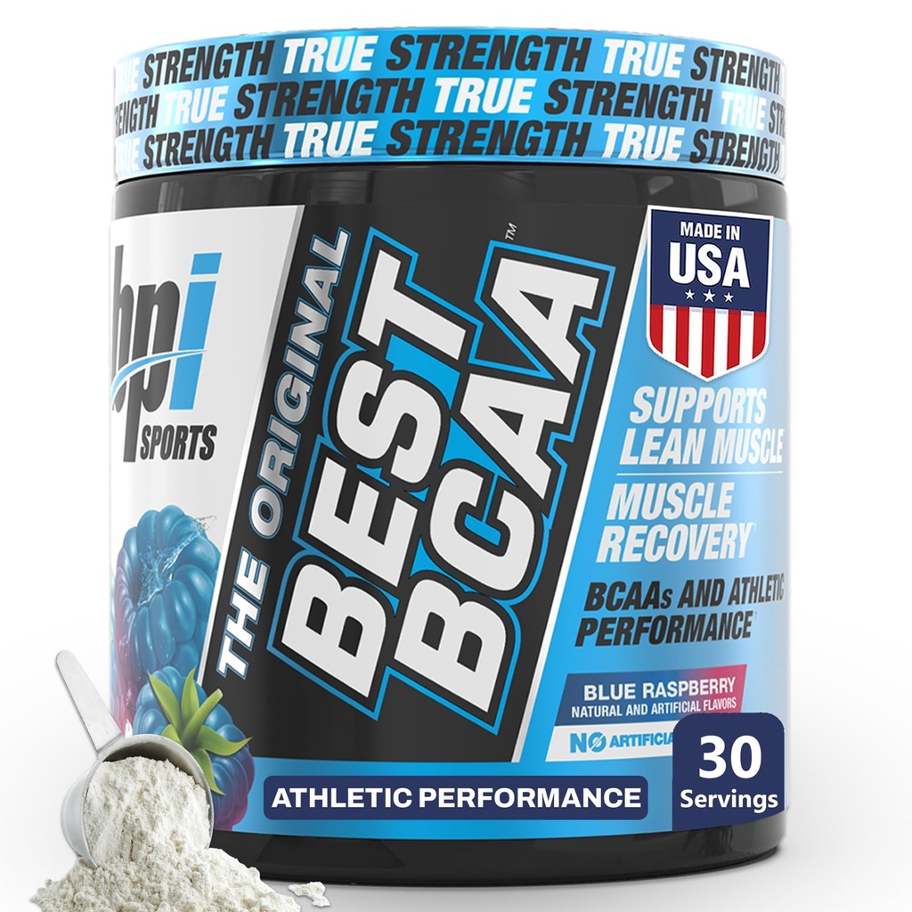 BPI Sports Best BCAA Powder - Muscle Recovery Support - Branched Chain Amino Acids PHAR124; Building Blocks of Protein and Muscle - Post Workout Recovery - Hydration - Blue Raspberry, 30 Servings