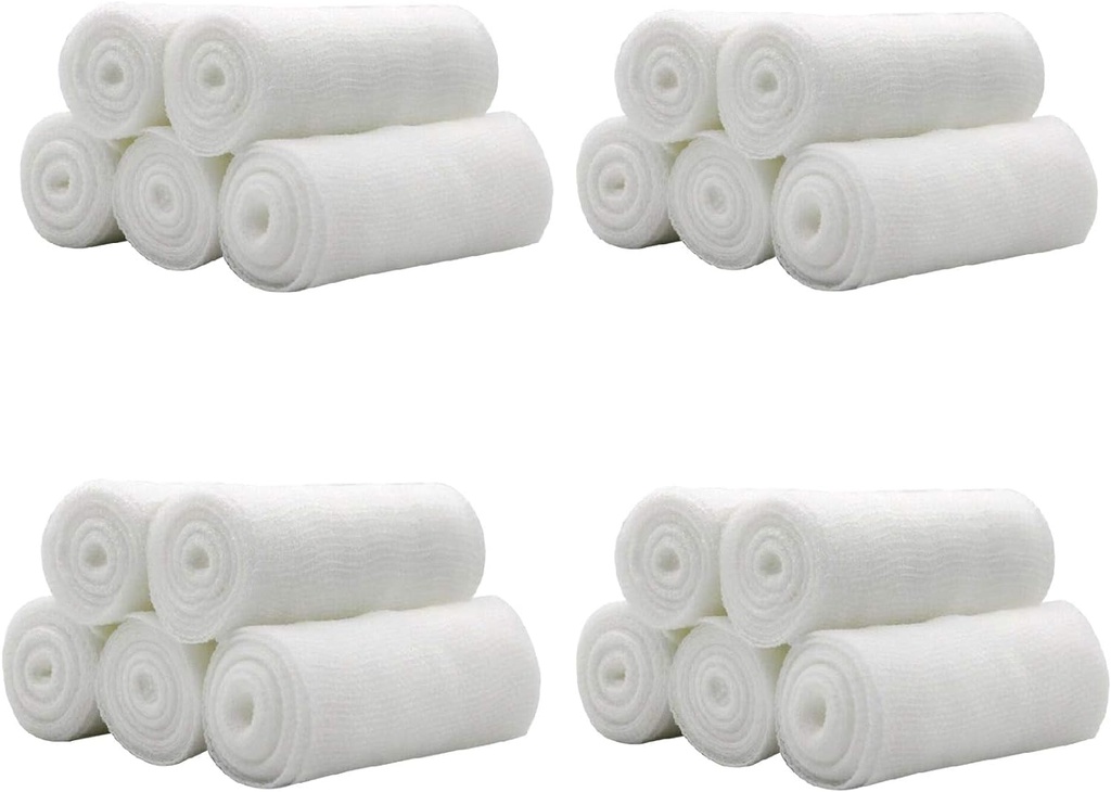 EatingBiting 20 Rolls 4 palců x 4.92 Yards Rolled Gauze Stretch Bandage / Medical Grade Sterilní první pomoc Wound Care Cotton Ply / Stretched Gauze Bandage Rolls with Medical Tape