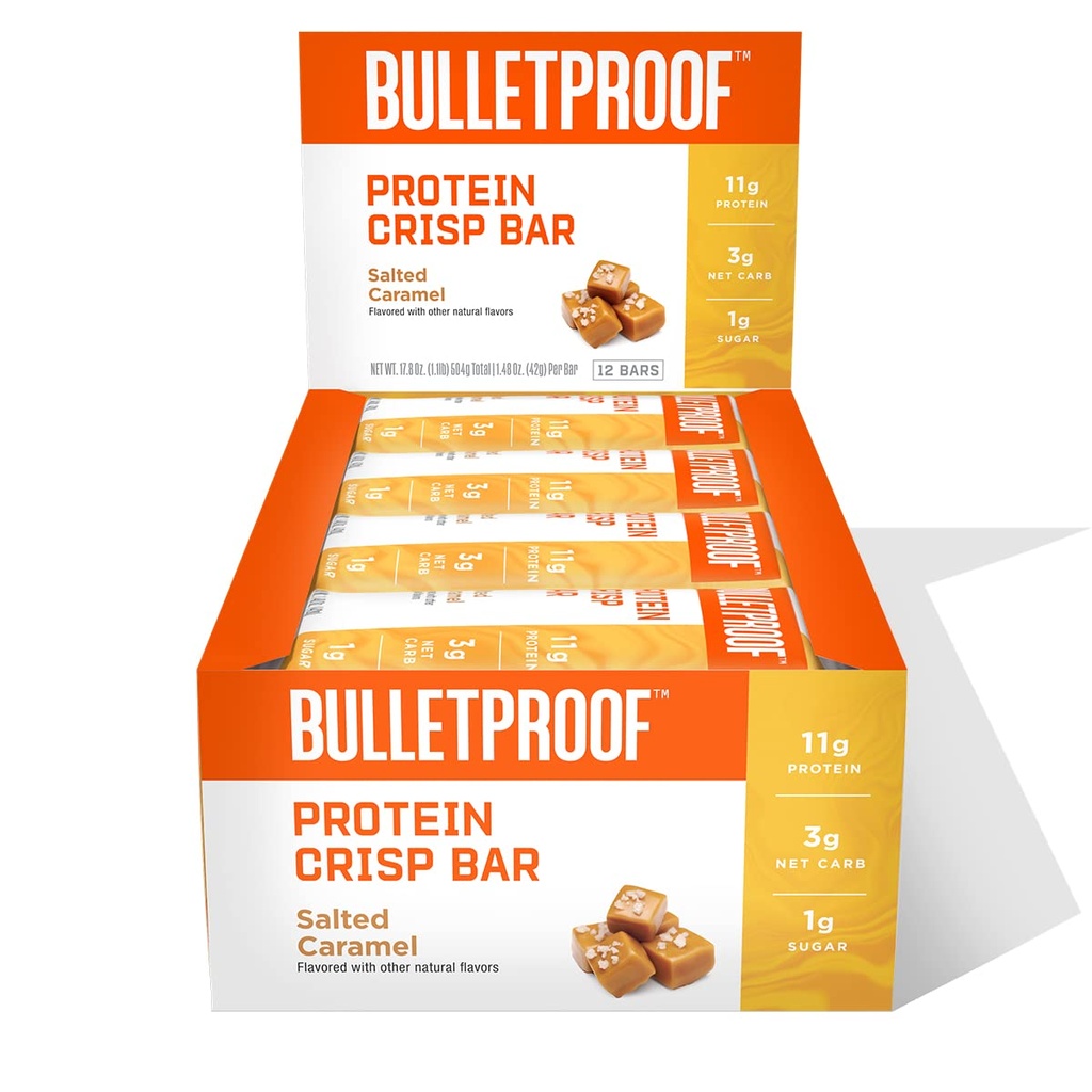 Neprůstřelný slaný karamel protein crisp bary, 12pk, vysoký protein, nízký cukr