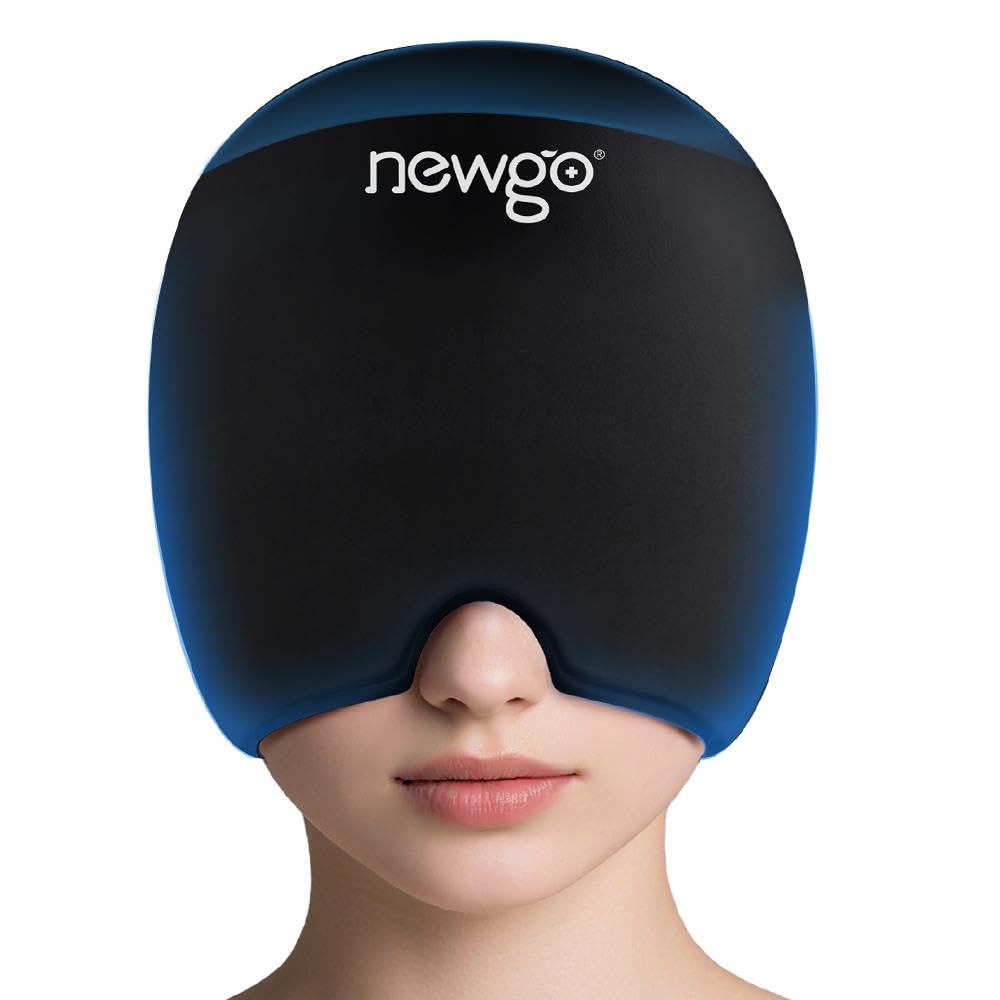 NEWGO Migréna Relief Cap Bolest hlavy Ledová čepice s horní pokrytí, Horká a studená terapie, Migréna Bolest hlavy Relief Cap pro napětí, Stress & kocovina