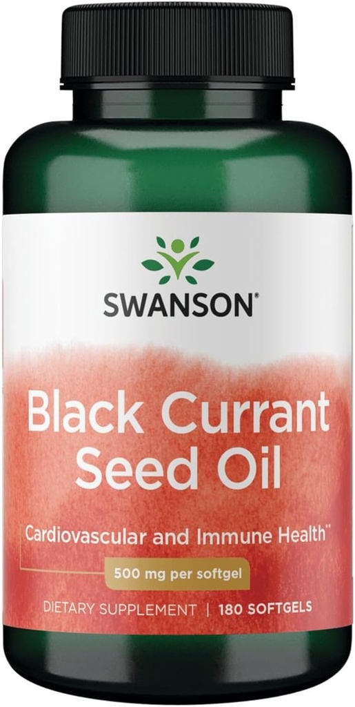 Swanson Black Currant Seed Oil - Herbal Supplement Podpora imunitního systému a srdečního zdraví - Natural Formule Supporting Joints Health - (180 Softgels, 500 mg každý)
