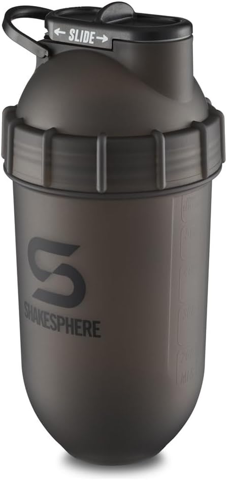 SHAKESPHERAL Shaker Lahvička - 24oz Leak Proof Protein Shaker Lahvička pro Pre Workout, Smoothie, a Powder Drink Mixes, No-Blade Mixer pro Gym, BPA-Free, Easy Clean & Easy to Carry (Masivní černá)