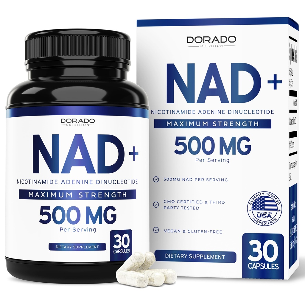 NAD dodatek (500 mg 95% čisté NAD + Per Serving) NMN dodatek, NAD Nicotinamid Riboside Support (Třetí strana testována, Vegan Safe, Non-GMO, No Fillers, & Made in the USA - 30 Vegan Kapsle)