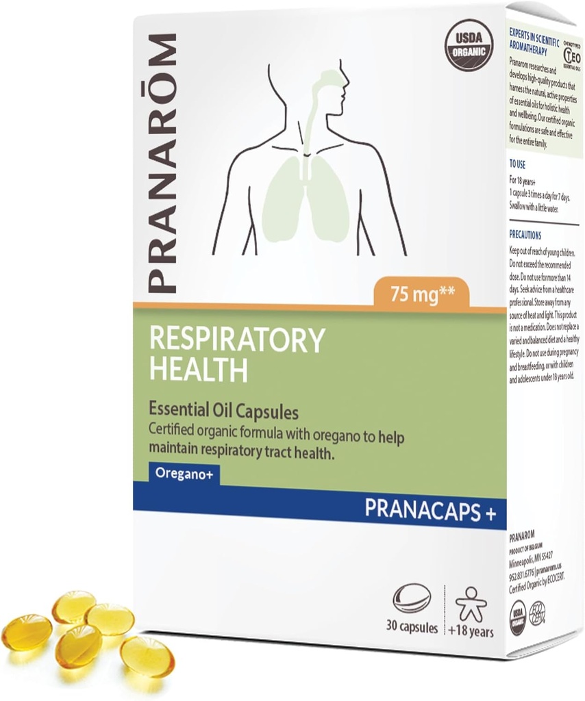 Pranarom - Respirační zdraví Pranacaps s oregano & Lemon Essential Oil - 30 Počet