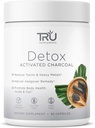 TRU doplňky Detox Čistící kapsle s aktivovaným Charcoal, celé tělo vyčistit pro nadýmání úlevu a čistou pokožku, Vegan- Friendly přírodní detox podpora, 60 Služeb
