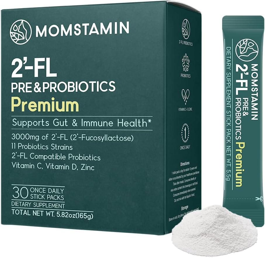 MOMSTAMIN HMO (Human Milk Oligosaccharides) Super Prebiotika a Probiotika pro ženy, Muži: Imunní doplněk k trávení 124; HMO Probiotika CY124; HMO dodatek CY124; Prebiotika Powder CY124; IBS Relief - 30 Packets