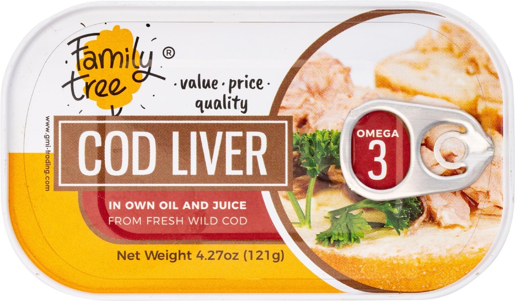 Family Tree Island Wild Cod Játra v vlastním oleji 4.27 oz (balení po 12)