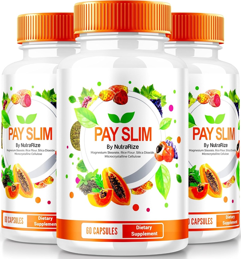 NutraRize (3 Pack) Pay Slim Kapsle, PaySlim All- přírodní doplněk pro zdravé hubnutí, Premium Formule pro dosažení těla a Fitness cíle, Oficiální recenze (180 Kapsle)