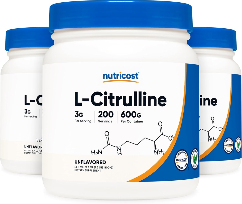 Nutricost Pure L- Citrulline (Base) Powder (600 Grams) (3 láhve)