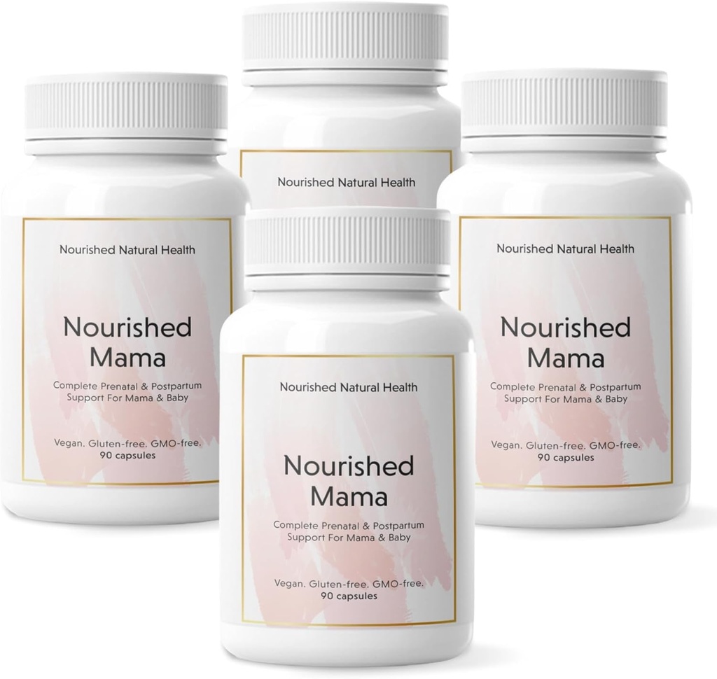 Nourshed Mama Prenatal Multi Vitamin - Vegan Multivitamin pro precepci, těhotenství, poporodní a kojení Podpora - Iron- Free s methylovaný folát & vysoká dávka Cholin - 360 Kapsle