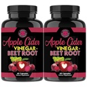 Rozzlobené doplňky Apple Cider Ocet + Beet Root Powder Kapsle, Čisté ACV Beetroot 1000mg na Serving, Oxid dusičný Booster & Digestivní zdraví pro muže a ženy 60ct, 2 balení (120ct Celkem)
