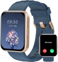 RUIMEN Smart Hodinky pro ženy muže (Odpověď / Make volání) Kompatibilní s iPhone / Android telefony, 1.85 "HD Screen Fitness Tracker Heart Rate Monitor 100 + Sports Tracker Watch Vodotěsné (Blue)