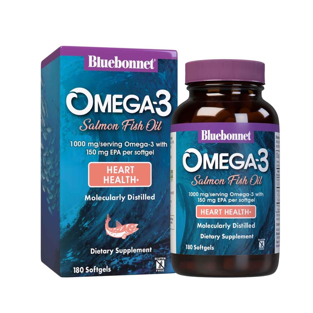 BlueBonnet Natural Omega-3 Salmon Oil Softgels, 180 Počet, bílá