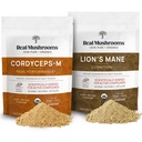 Lions Mane (60g) a Cordyceps (60g) Houbový extrakt Powder Bundle - Houbový dodatek pro kognici, energii a endurance