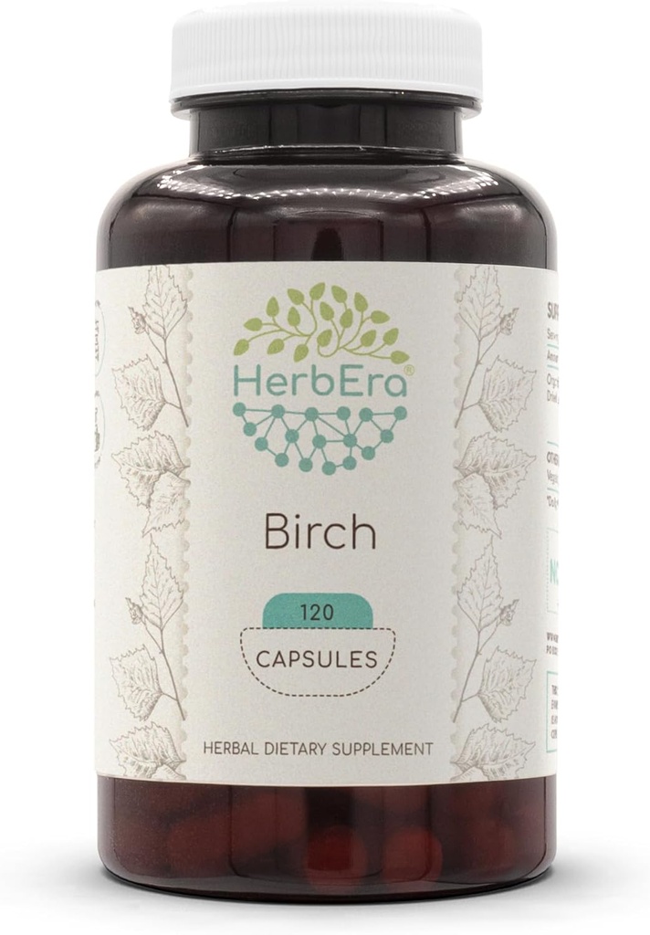 HerbEra Birch 120 Kapsle, 500 mg, Made with Birch (Betula Pendula) Sušený list (120 Kapsle)