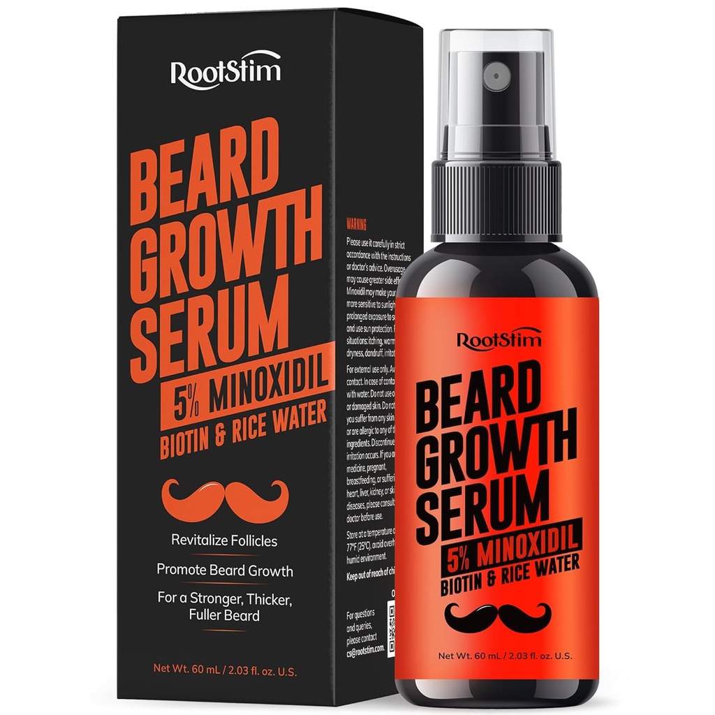 Vousy Růstové sérum pro muže: Vlasy regrowth sprej s biotin & rýžová voda - Extra síla Vousy olej