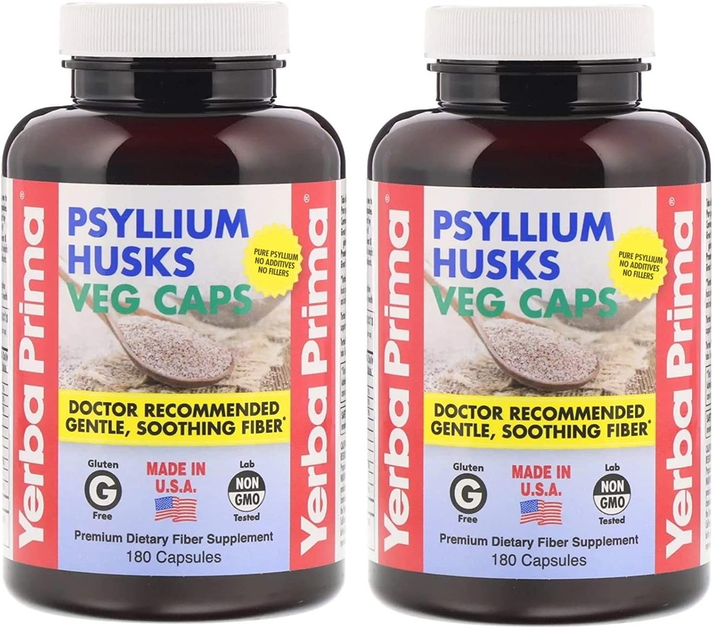 Yerba Prima Psyllium Husks Fiber Veg Caps - 180 (balení po 2)